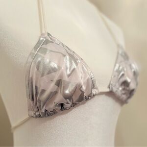 Silver Foil Triangle Bikini Top | Y2K Festival Style